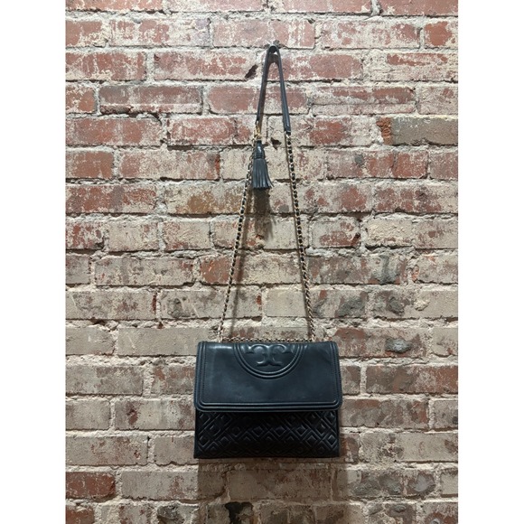 Tory Burch Handbags - Tory Burch Fleming Convertible Shoulder Bag Black Leather Medium